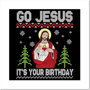 Snow Noel Tree Sweater Christmas Go Jesus It's Your Birthday Posters and Art